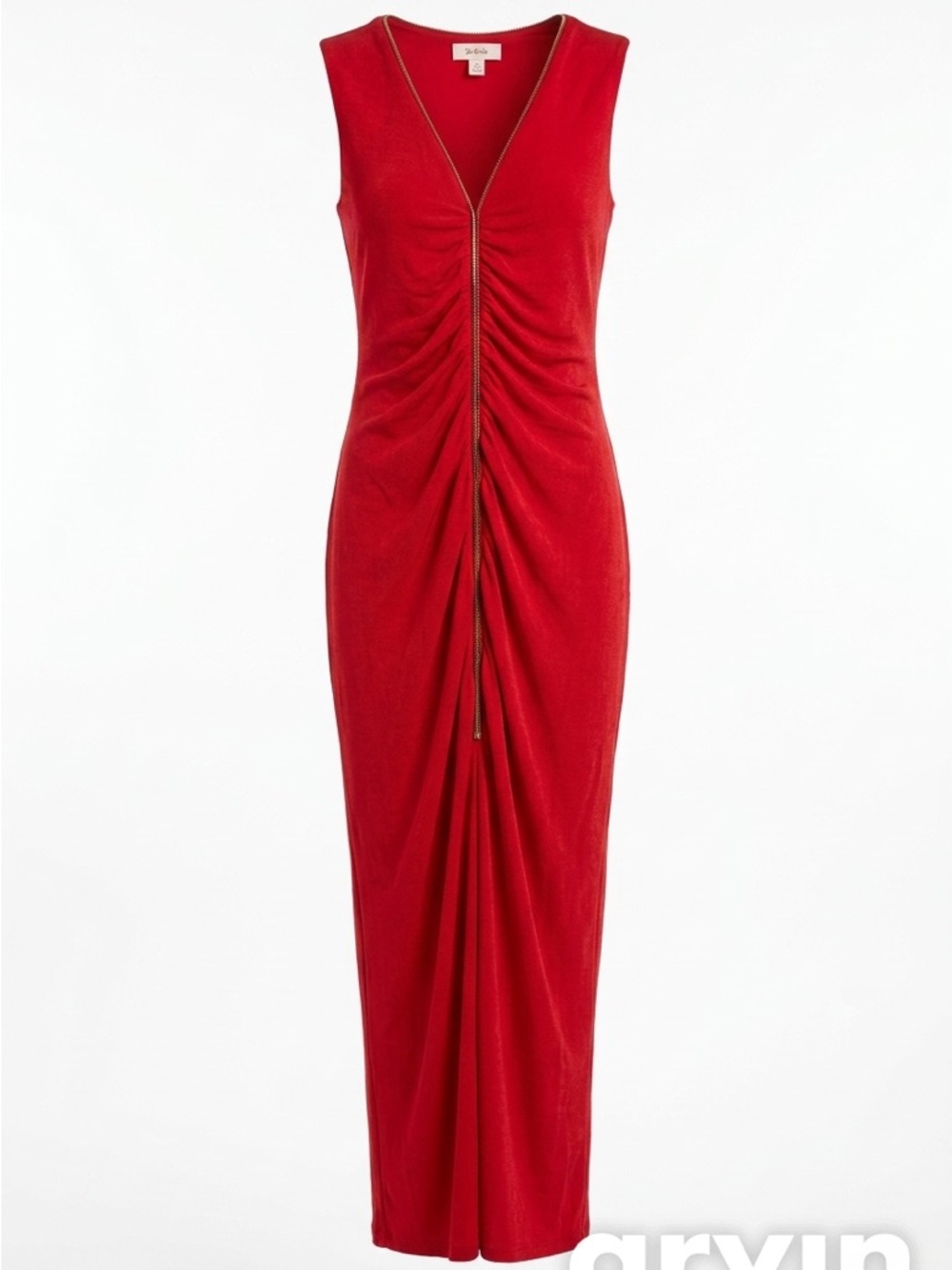 Calvin Klein Red Ruched V-Neck